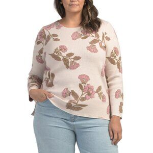 TAHARI Eggnog Plus Floral Pullover Sweater